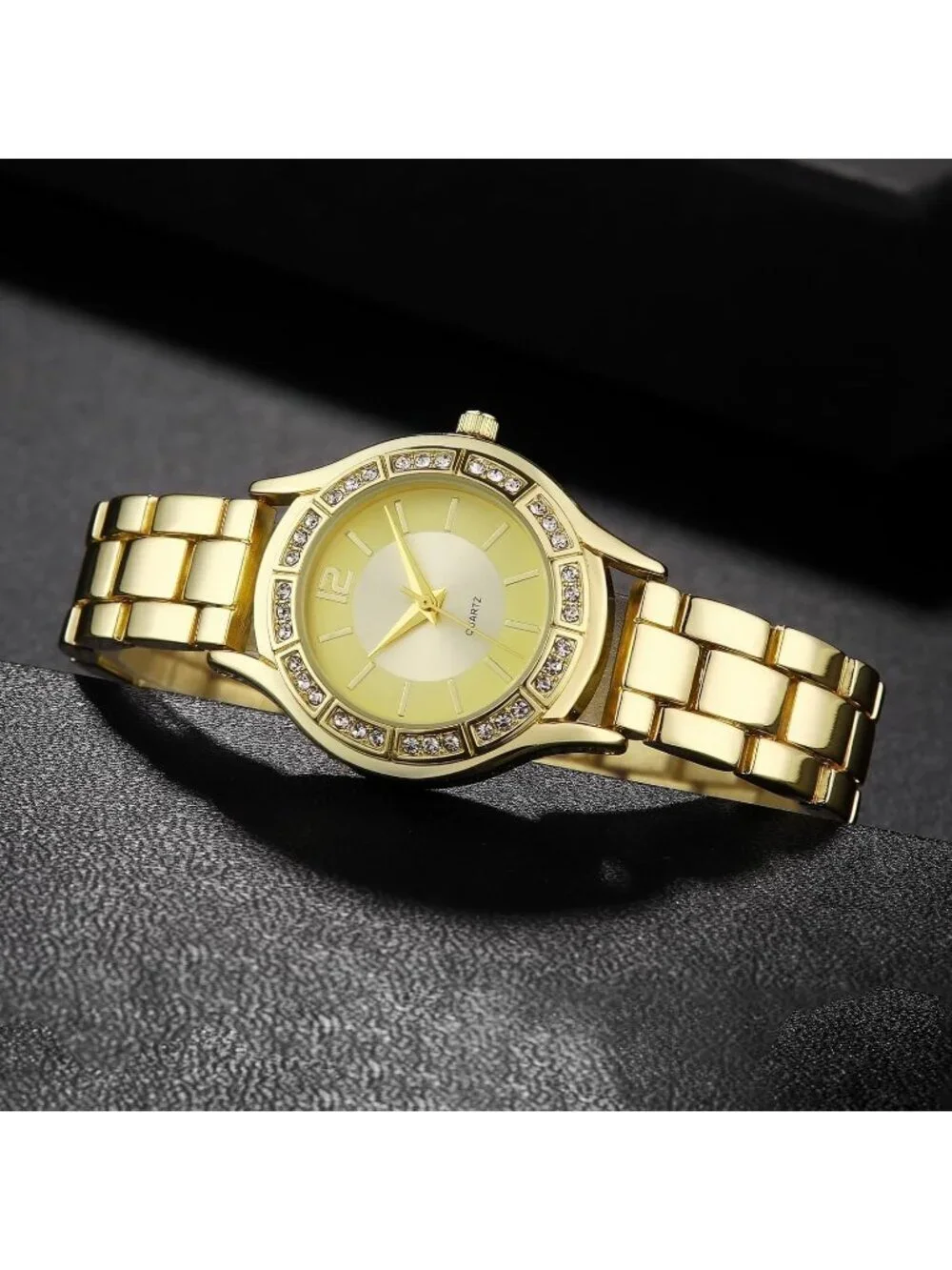 Womens Gold Analog Quartz Solid Relogio Feminino Waterproof Bracelet Wrist Watch